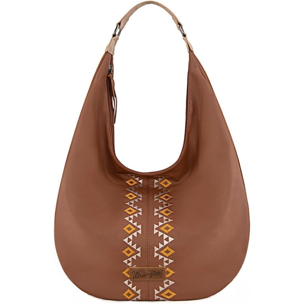 🆕Women Brown Leather Wrangler Aztec Hobo Slouchy Bag  Handbag